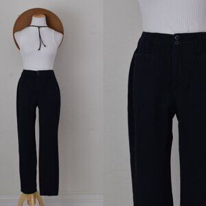Vintage 90s Ankle‎ Black Cotton Pants | 26 waist